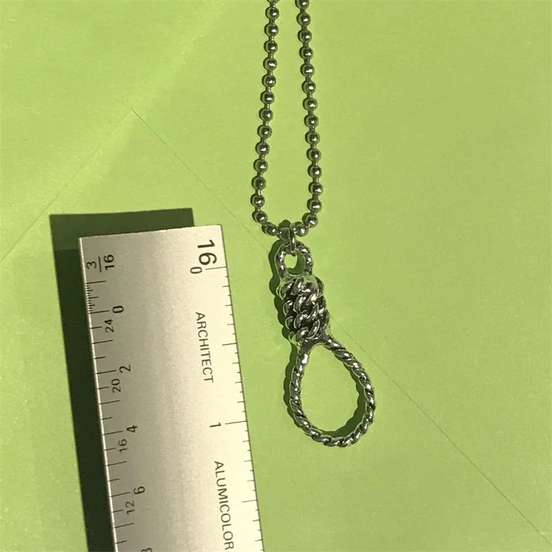 Hangman’s noose chain link necklace alternative fashion grunge unisex accessories noose ballchain necklace