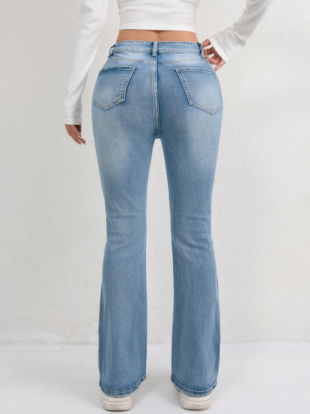 2025 Women's Jeans Micro Flares European and American Style Casual Versatile High Waist Washed Trousers Slimming Denim Pants
