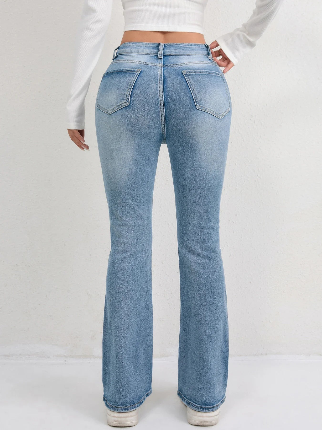 2025 Women's Jeans Micro Flares European and American Style Casual Versatile High Waist Washed Trousers Slimming Denim Pants