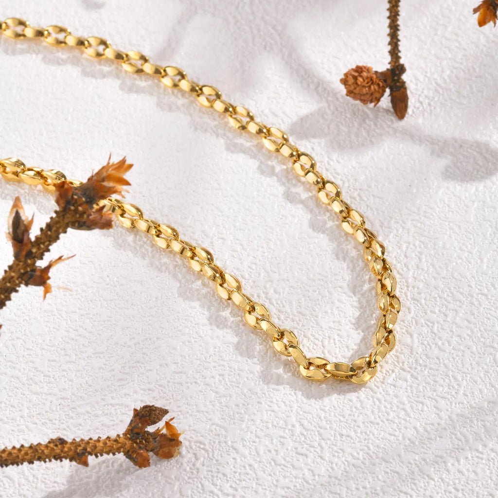 Trendy Handmade Chain Necklace for Women,Stainless Steel Gold Color 5MM Width Necklaces,Fashion Jewelry Gifts