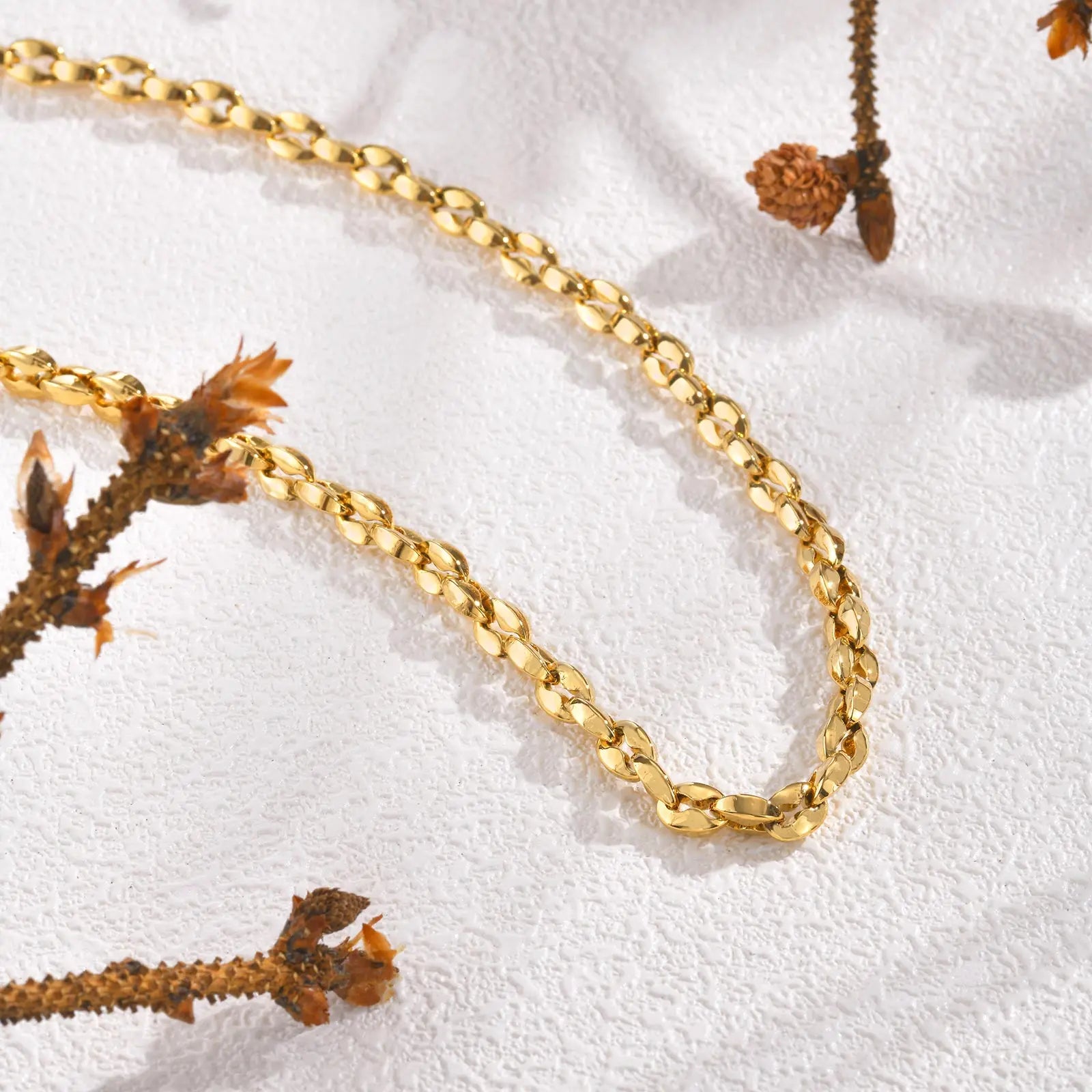 Trendy Handmade Chain Necklace for Women,Stainless Steel Gold Color 5MM Width Necklaces,Fashion Jewelry Gifts
