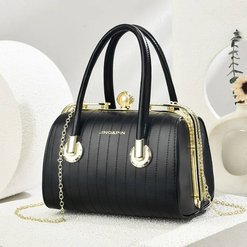 Retro Pu Leather Women's Handbag Fashion Girls Crossbody Shoulder Bag High-quality Exquisite Women's Boston Pillow Bag