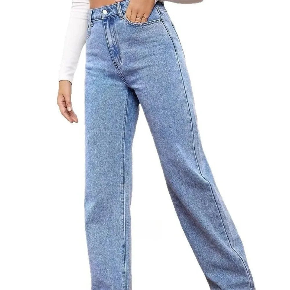 Explosions New European and American Ladies Jeans Women's High Waist Slim Straight Jeans