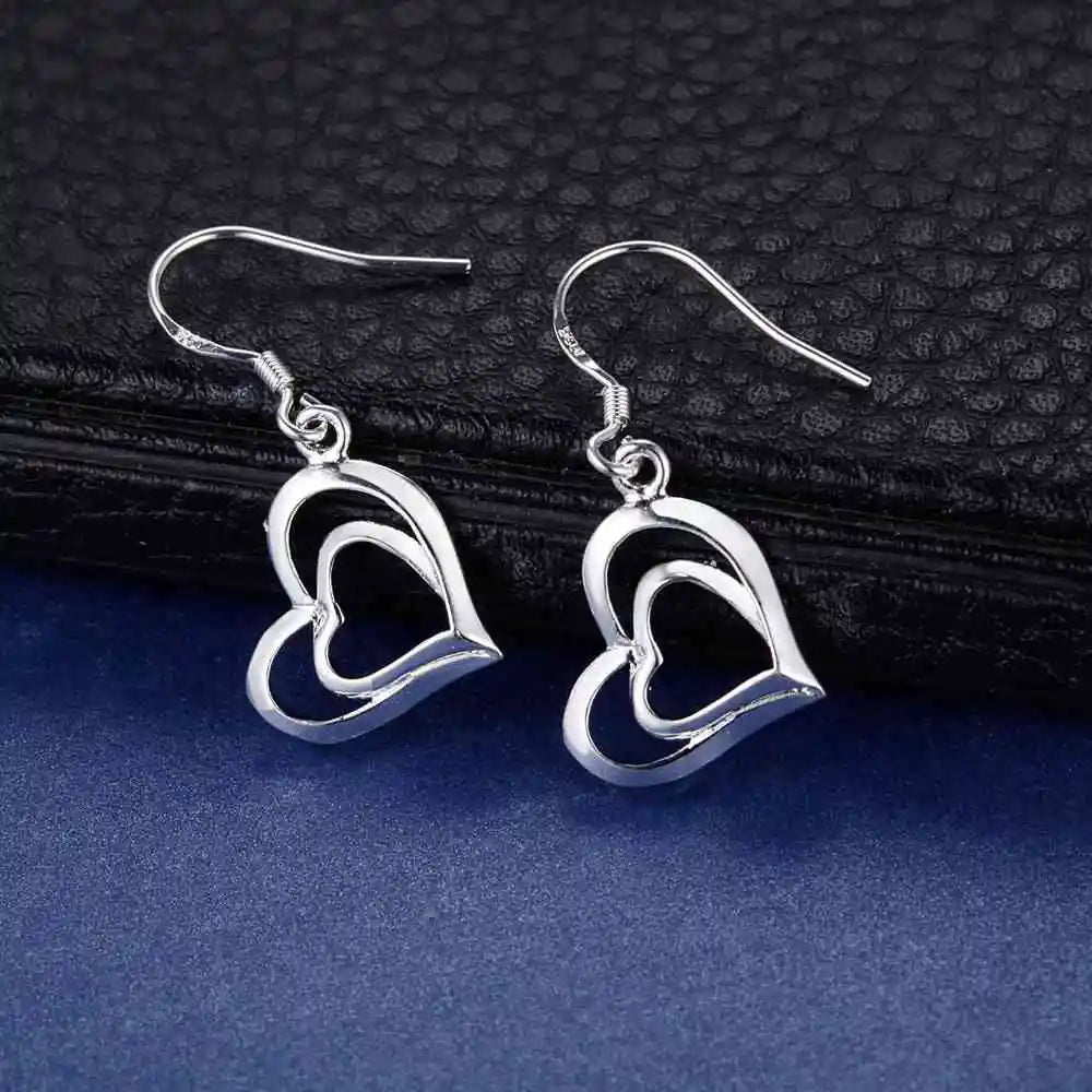 NEW 925 Sterling Silver Earrings Hot Hearts For Women Exquisite Student Girlfriend Jewelry Accessories Wedding Fashion Gift