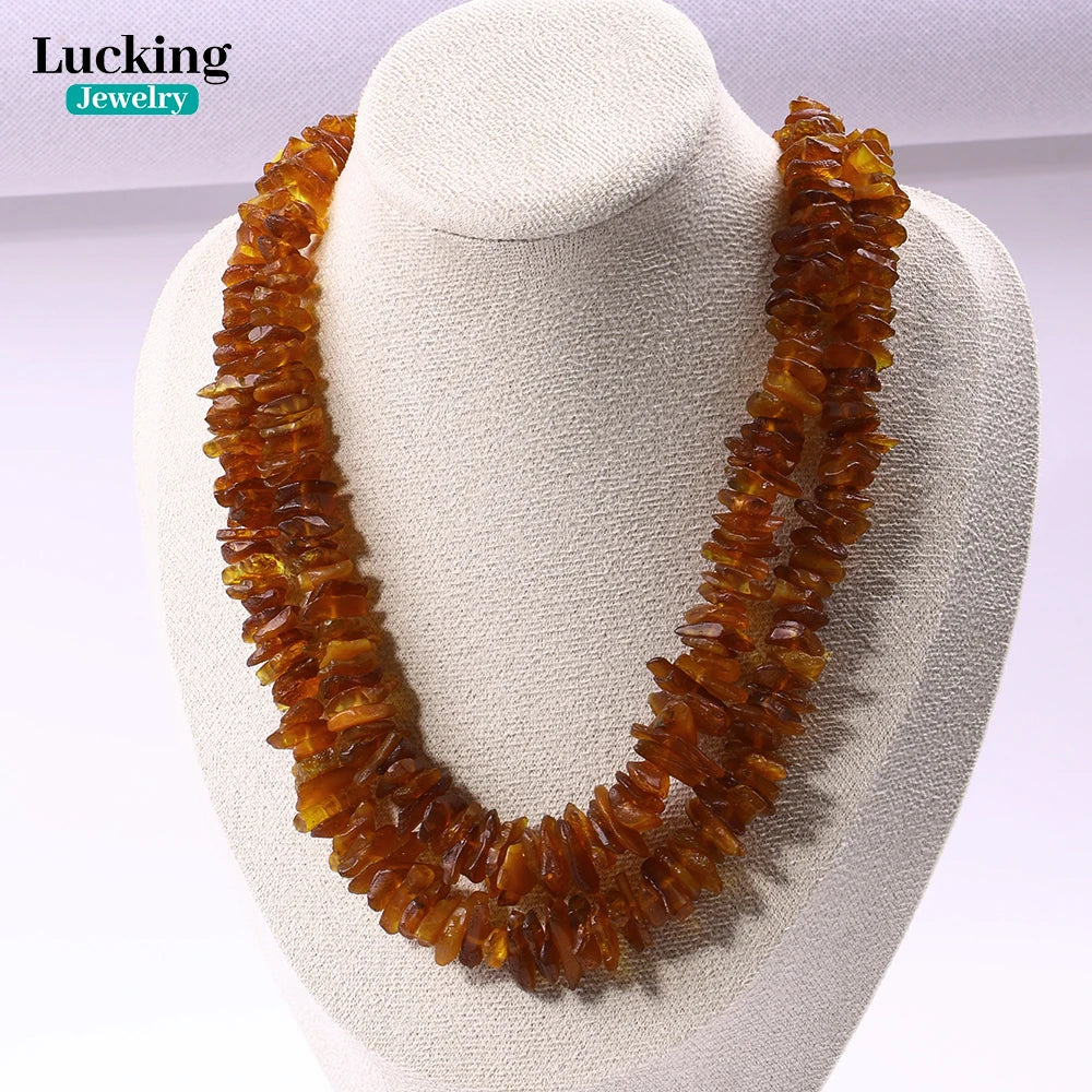Genuine Baltic Amber Necklace 50-55cm- Irregular Chips Beads for Jewelry Making, Collectors, Spiritual Gifts