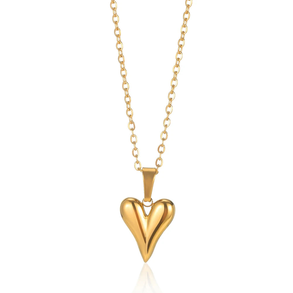 Stainless Steel Love Heart Necklace For Women 2025 New Trendy Lip Chain Simple Pendant Necklace Jewelry free shipping