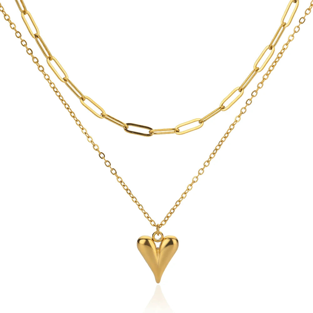 Stainless Steel Love Heart Necklace For Women 2025 New Trendy Lip Chain Simple Pendant Necklace Jewelry free shipping