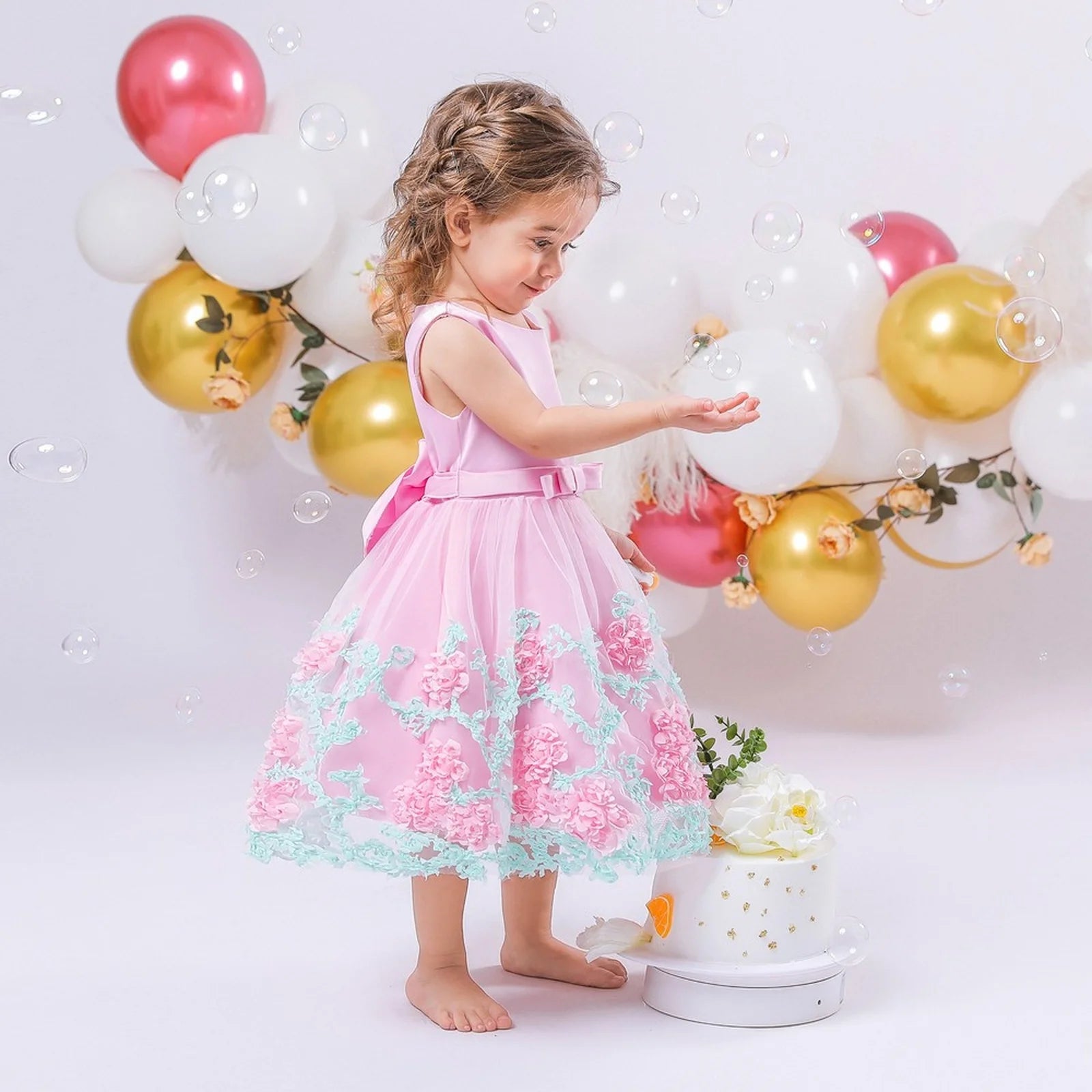 Baby Girl Frist Birthday Baptism Dresses Kids Lace Flower Dress for Little Girls Party Wedding Toddler Infant Christmas Clothing