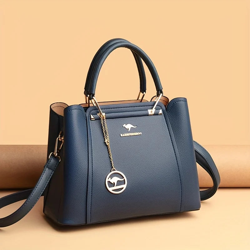 Women's Fashion Black Handbag with Gold Hardware and Detachable Shoulder Strap - High Quality, Lightweight, Elegant Design for Everyday Use, Designer Handbag