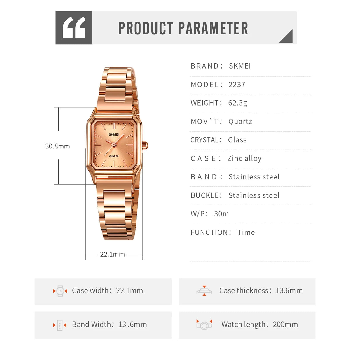 SKMEI Female Fashion Small Dial Watches For Women Elegance Business Quartz Wristwatches Ladies Waterproof Watch Relogio Feminino