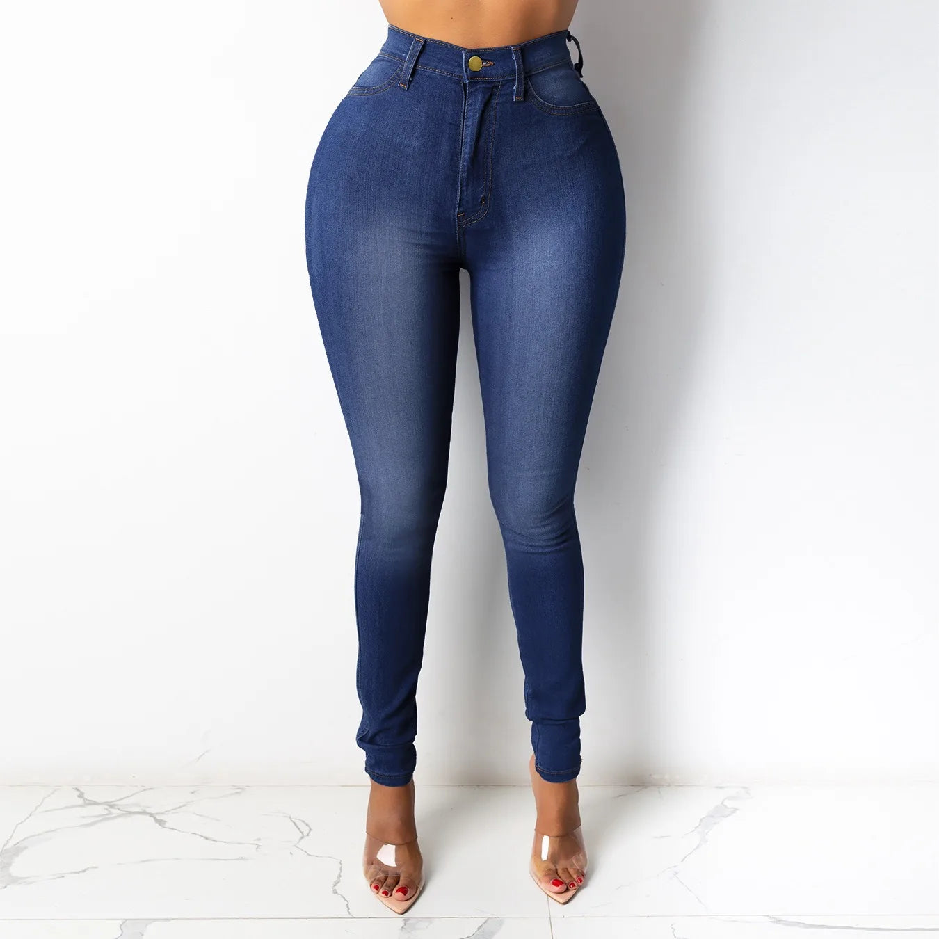 Pencil Pant Women Denim Pants Long Jeans Sheath Sexy Slim Fit Solid Casual Tight High Waist Trousers Autumn Elegant Splice