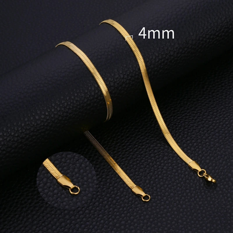 HIYEE Fashion Stainless Steel Necklace 40-45-50-60CM Blade Snake Glod Bone Chain Men's & Women's Jewelry Gifts Party And Wedding