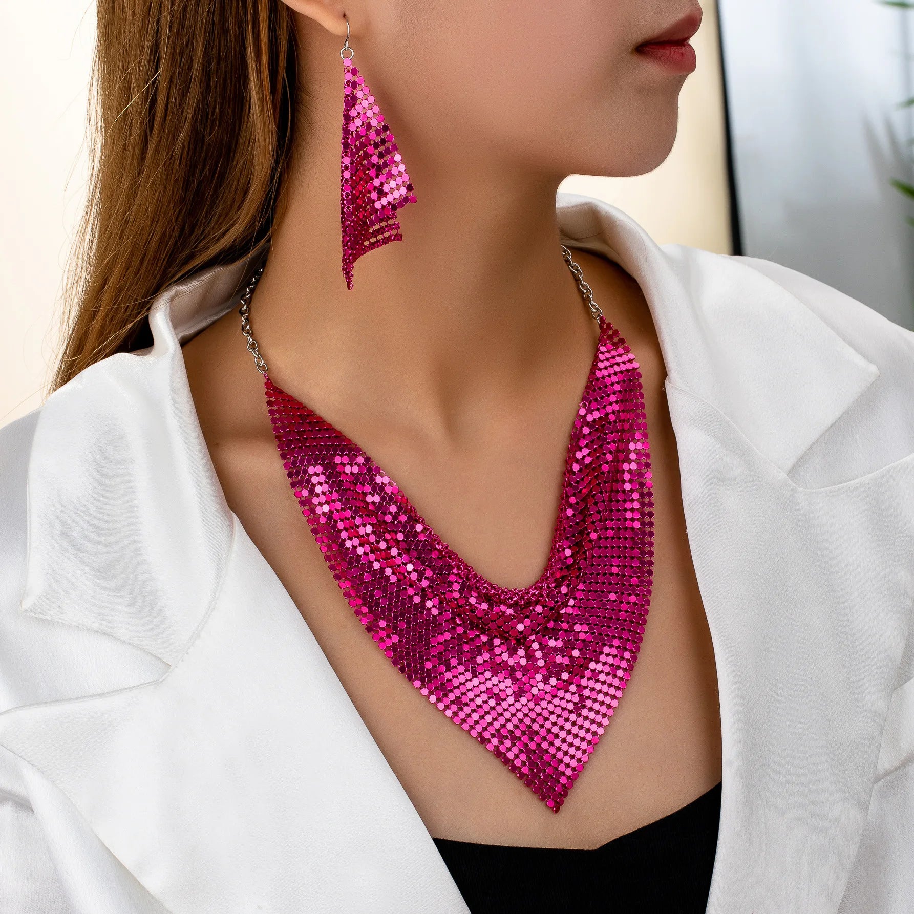 Multiple Colored Snakeskin Chain Necklace Earring Set Women Girls Gifts Fashion Jewelry Hot Sale Party Gift 2025 New Style