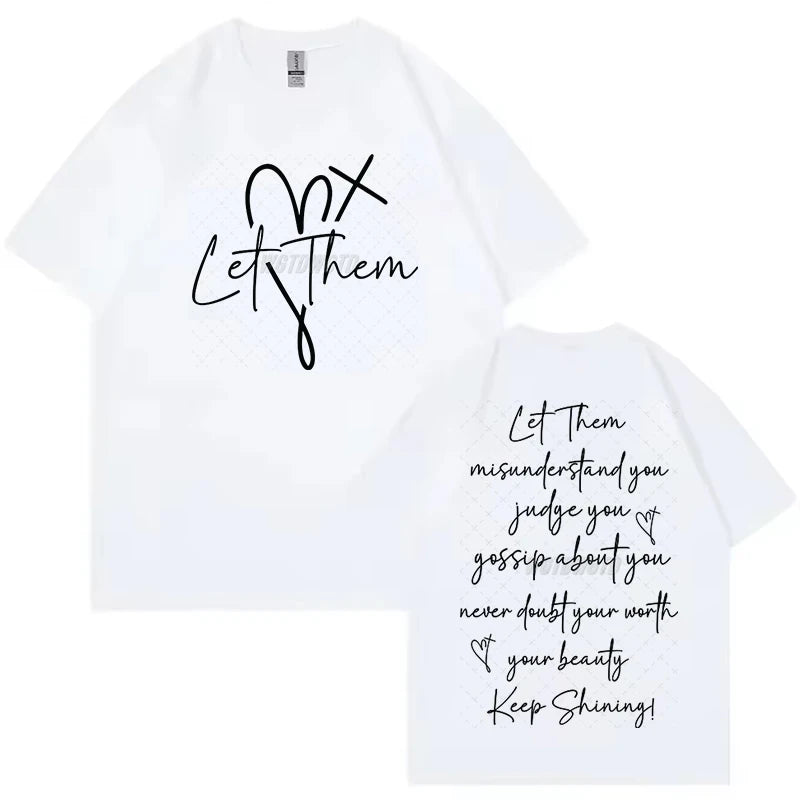 Women's Clothing Let Them Inspirational Quotes Graphic T Shirts Letter Print Fashion Summer Clothes Let Them Positive Quotes Top