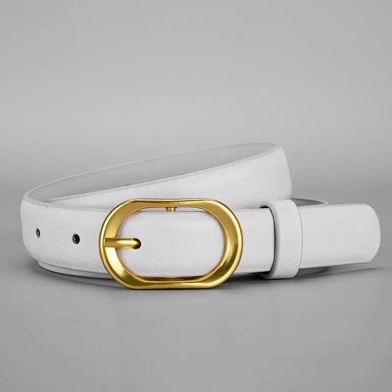 New Women's Belt Trend Golden Buckle Belt Personalized Decoration Paired with Long Pants Jeans Belt Soft Cheap Belt Youth Belt