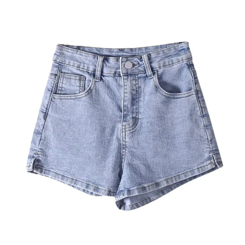 Jean Shorts Women Summer High Waisted Solid Hot Short Jeans Ladies Korean Elastic High Waist Denim Shorts Women