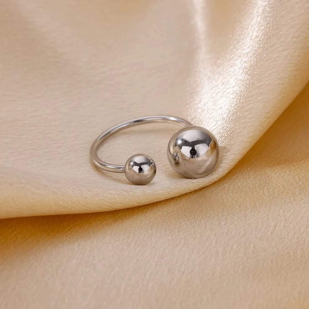 Stainless Steel Creative Geometry Rings For Women Men Opening Smooth Ring Wedding Exquisite Jewelry Gift 2024