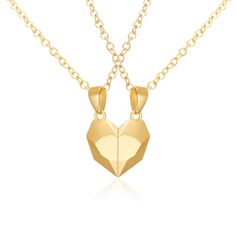Good Simple Quality Couple Pendant Necklace Electrocardiogram,Magnetic Heart,Pendant Splicing Necklace Valentine's Day Gift