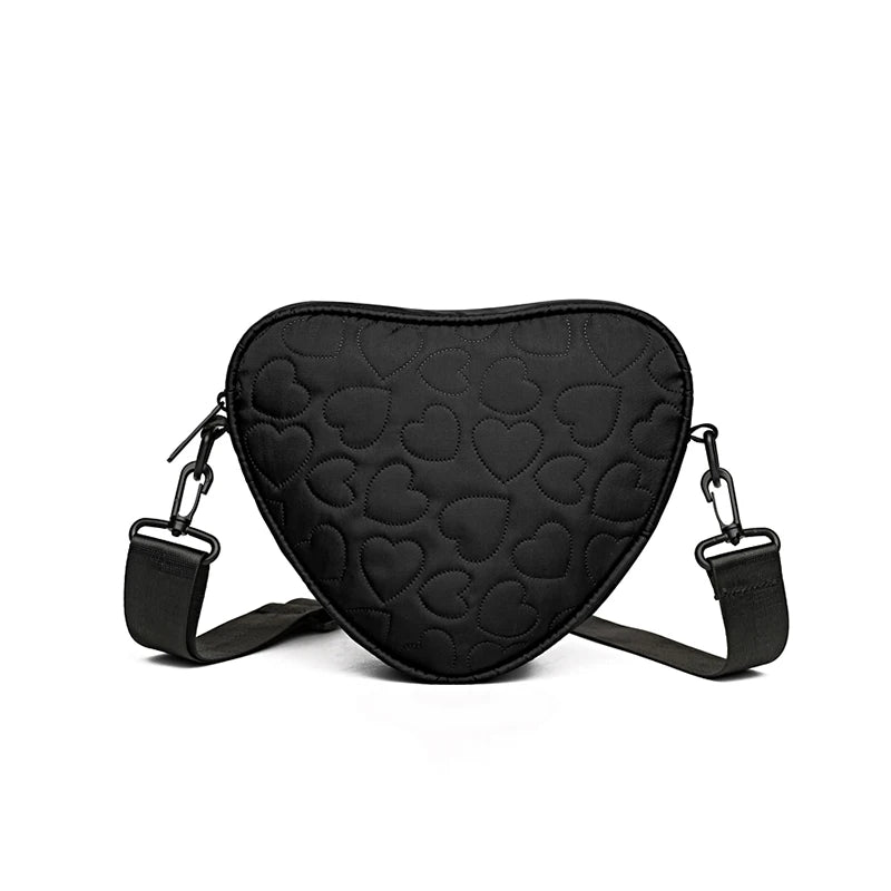 Ladies' handbags suitable for shopping, designed with love, made of nylon material, can be worn over the shoulder or crossbody.