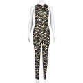 Women Fashion Camouflage Print Skinny Jumpsuits O Neck Sleeveless Slim Casual Streetwear Overalls Club Rompers Fitness Jumpsuit