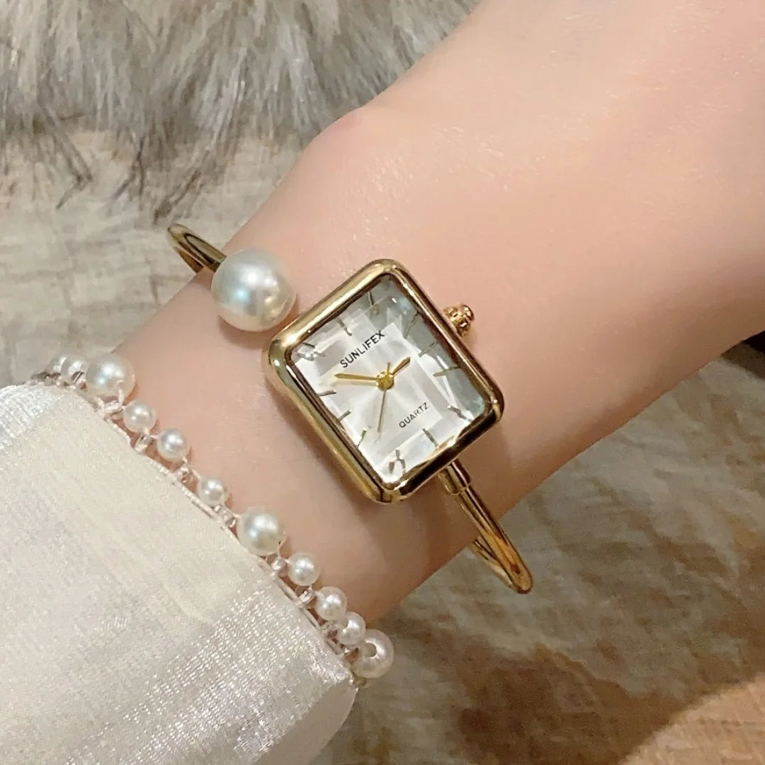 Sunlifex Women Pearl Bracelet Watches Heart DialLadies Quartz Wristwatch Fashion Femal Dropshipping Clock reloj para mujer