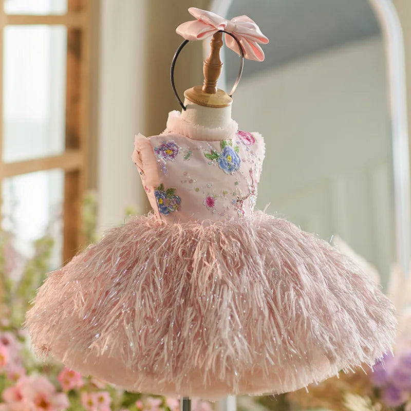Toddler baby girls first birthday dress for 0-6 years old exquisite girl party dance high-end dress fashionable unique special