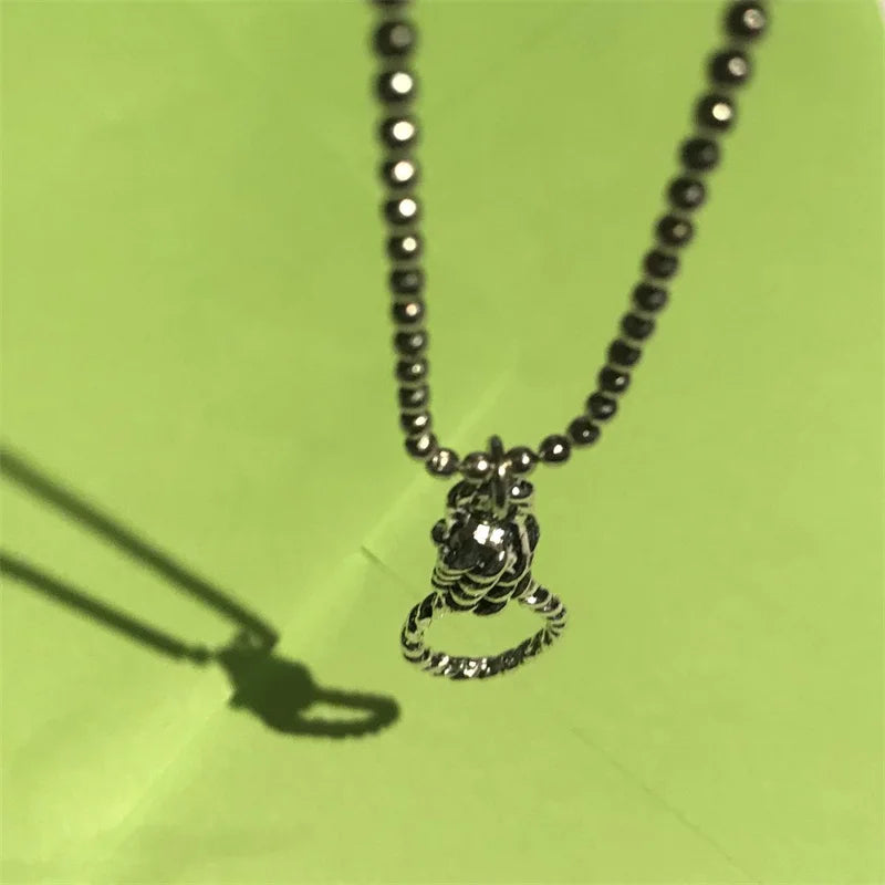 Hangman’s noose chain link necklace alternative fashion grunge unisex accessories noose ballchain necklace