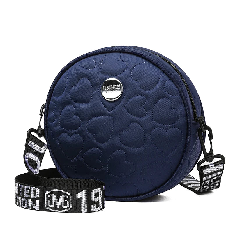 Men's and Women's New Single-Shoulder Crossbody Bags - Fashionable and Versatile Pure Color Heart-Shaped Print Casual Bags