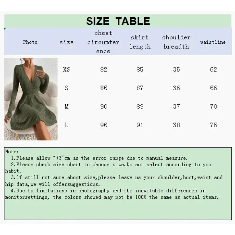 Autumn/Winter 2024 Women Knit Slim Sexy Bodycon Dress V-Neck Long Sleeve Dress Solid Casual Midi Sweater Dress Robe Femme Été