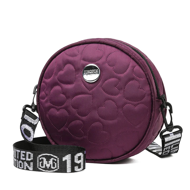 Men's and Women's New Single-Shoulder Crossbody Bags - Fashionable and Versatile Pure Color Heart-Shaped Print Casual Bags
