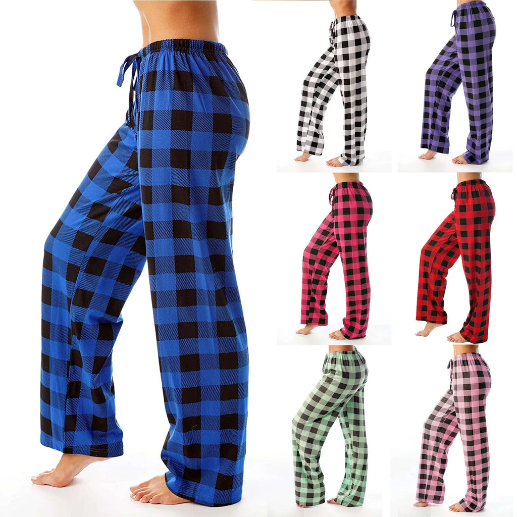 Pantalon Y2k Casual Pants Elastic Plaid Thin And Comfortable 2024 spring autumn Pajama Pants With Loose Drawstring Wide Leg Pant