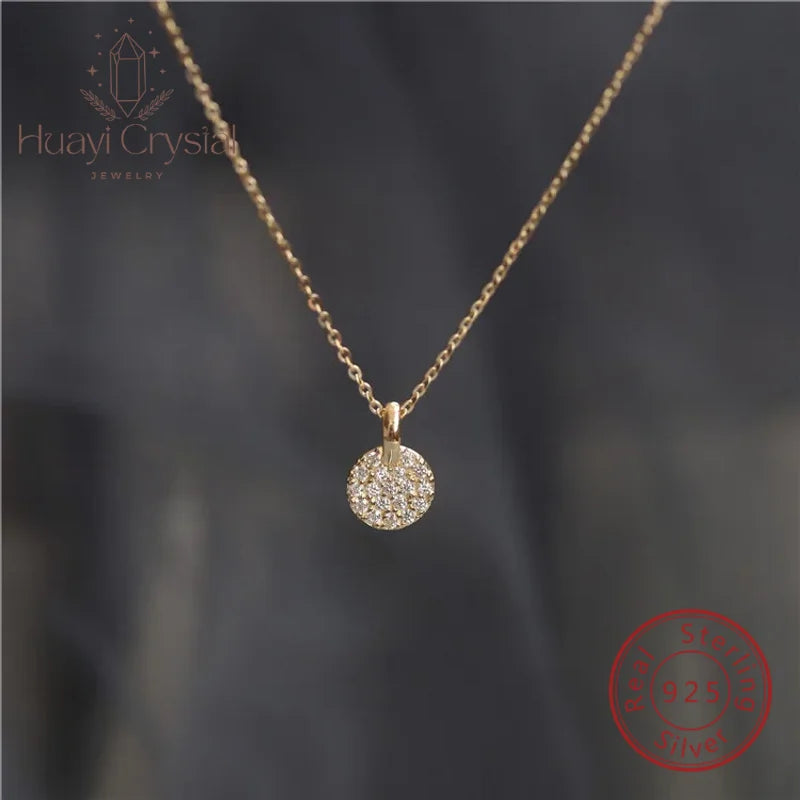 925 sterling silver plated 14K gold necklace light luxury versatile exquisite full small round brand clavicle chain for women