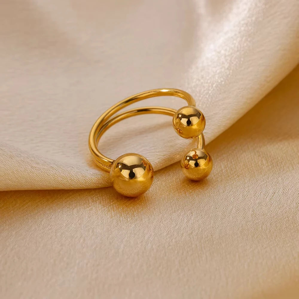 Stainless Steel Creative Geometry Rings For Women Men Opening Smooth Ring Wedding Exquisite Jewelry Gift 2024