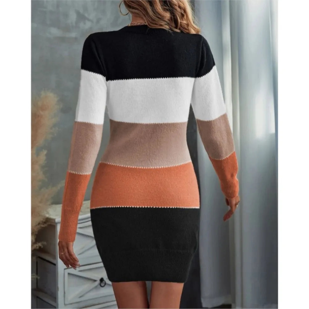 2025 Autumn Long Vestidos Para Mujer Dresses 2025 Woman Roupas Feminina Casual Simple Style Solid Color Splicing Winter Clothes