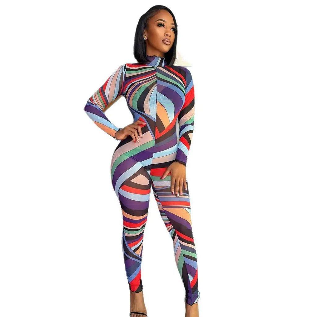 Geometric Patterned Long Dr f High Ne Busin Casual Polyester Fiber High Waist Splice Skirt Single Piece
