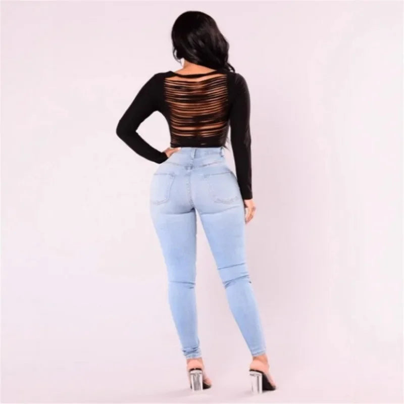 Sexy Jeans Women Denim Skinny Pants High Waist Stretch Lady Jeans Push Up Leggings Slim Pockets Button Pencil Jeans Women Pants