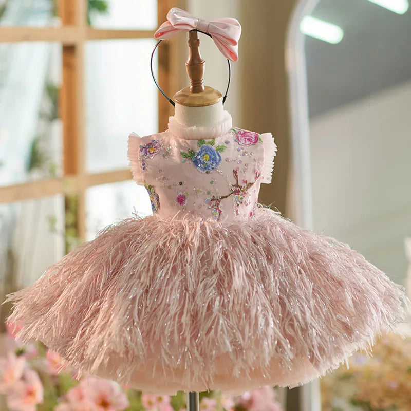 Toddler baby girls first birthday dress for 0-6 years old exquisite girl party dance high-end dress fashionable unique special