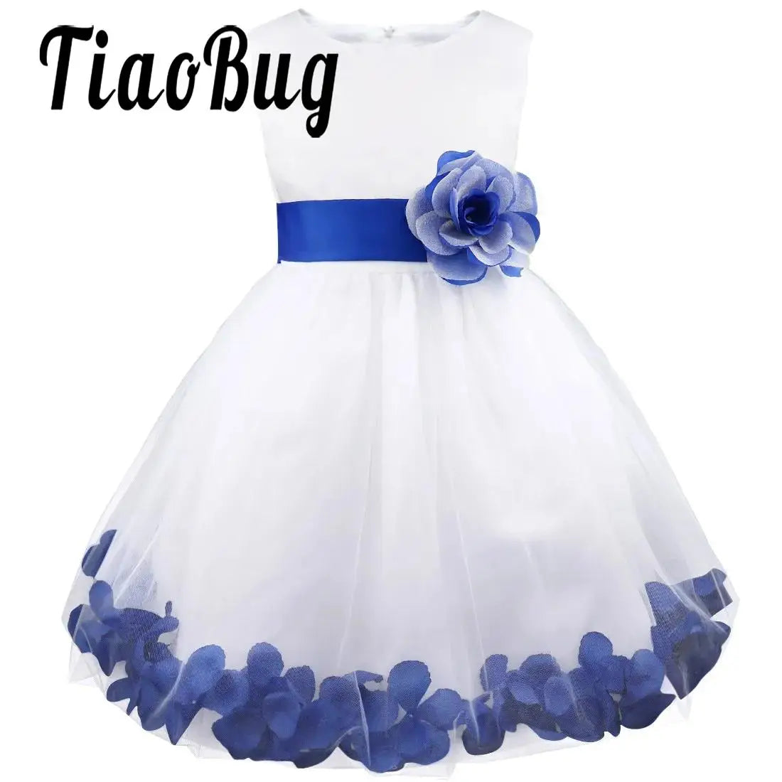 Baby Kids Girls Bowknot Flower Girl Dress Princess Birthday Party Tutu Dress Petals Wedding Pageant Bridesmaid Dresses Ball Gown