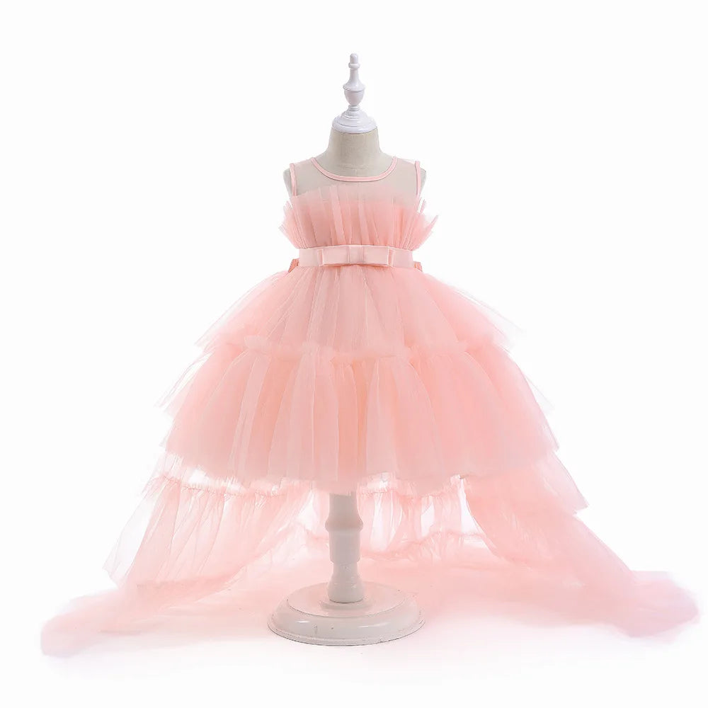 Kid's Party Formal Evening Dresses Elegant Party Dresses For Girls Dresses With Trailing Detachable Princess Dress