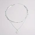 Multi-layer Chain Necklace Alloy Material Silvery Three-layer All-match Design Women's Snake Bone Chain with Round Bead Chain