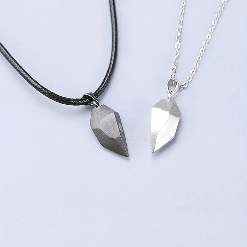 Good Simple Quality Couple Pendant Necklace Electrocardiogram,Magnetic Heart,Pendant Splicing Necklace Valentine's Day Gift