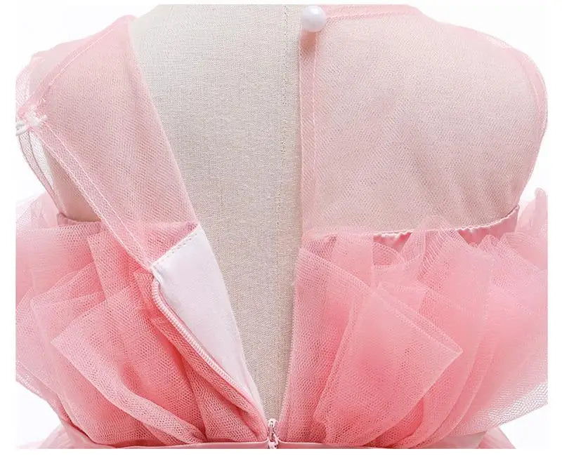 Flower Girl Princess Dress For Weddings Elegant Baby Girls Party Dresses 1st Birthday Children's Tutu Puffy Dress Prom Dress