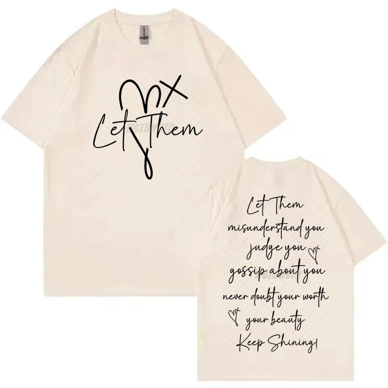 Women's Clothing Let Them Inspirational Quotes Graphic T Shirts Letter Print Fashion Summer Clothes Let Them Positive Quotes Top