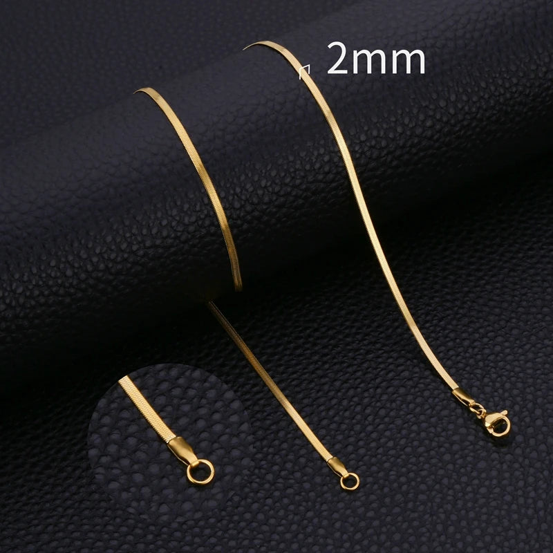HIYEE Fashion Stainless Steel Necklace 40-45-50-60CM Blade Snake Glod Bone Chain Men's & Women's Jewelry Gifts Party And Wedding