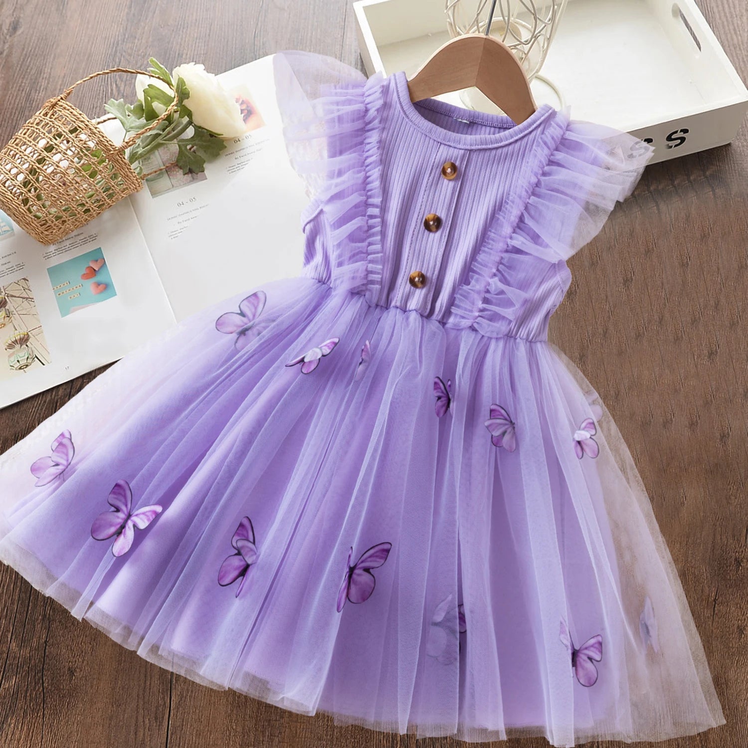 2024 New Summer Dress for Girls 2 3 6 Yrs Tulle Casual Baby Clothes Birthday Party Princess Dress Holiday/Vacation Kid's Clothes