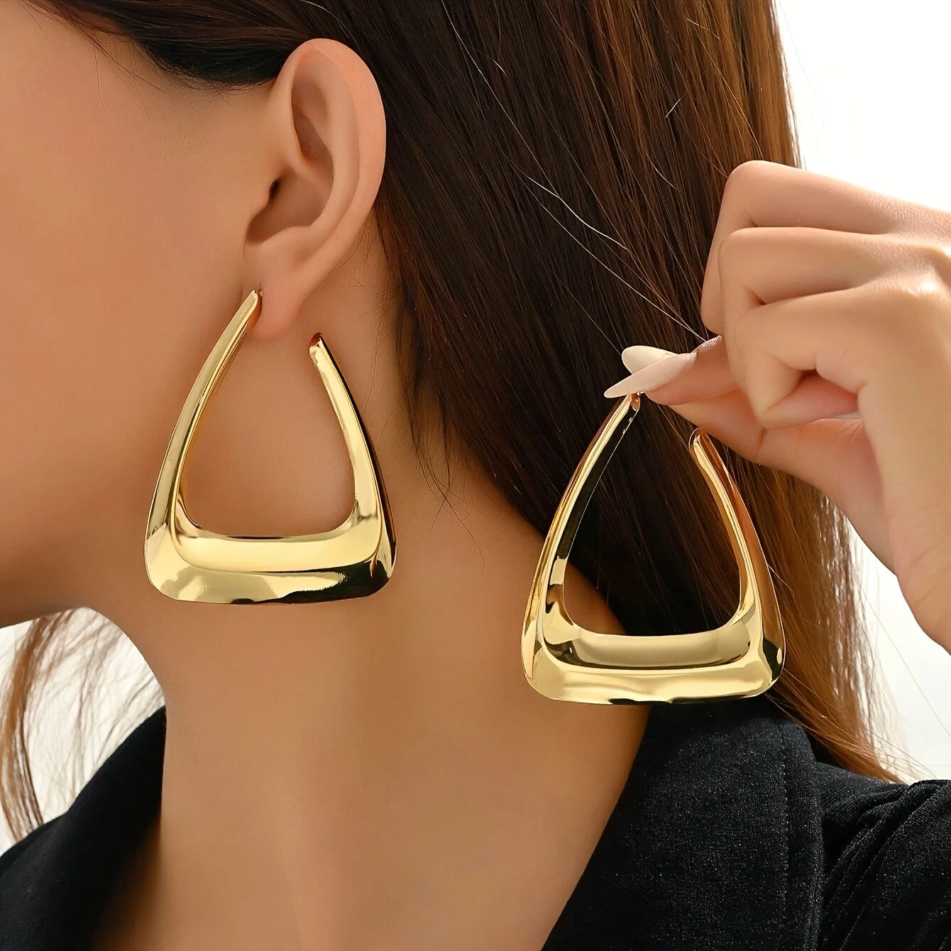 Exaggerated Irregular Geometric Hoop Earrings Fashion Simple Versatile Perfect Women's Daily Parties Dates Wearing Earrings