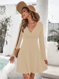 Women's 2025 Fall Winter Wrap Dress - A-Line Short Sleeveless Bodycon Dress, Solid Color Long Sleeve Mini Dress