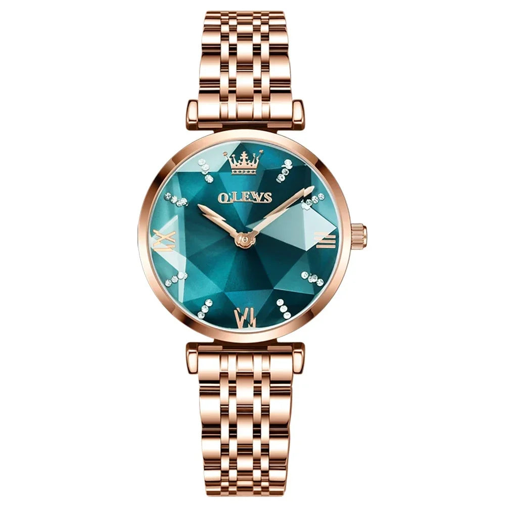 OLEVS 6642 Women Watches Luxury Stainless Steel Lozenge Women's Watch Fashion Diamond Set Gift Box Waterproof Wristwatches