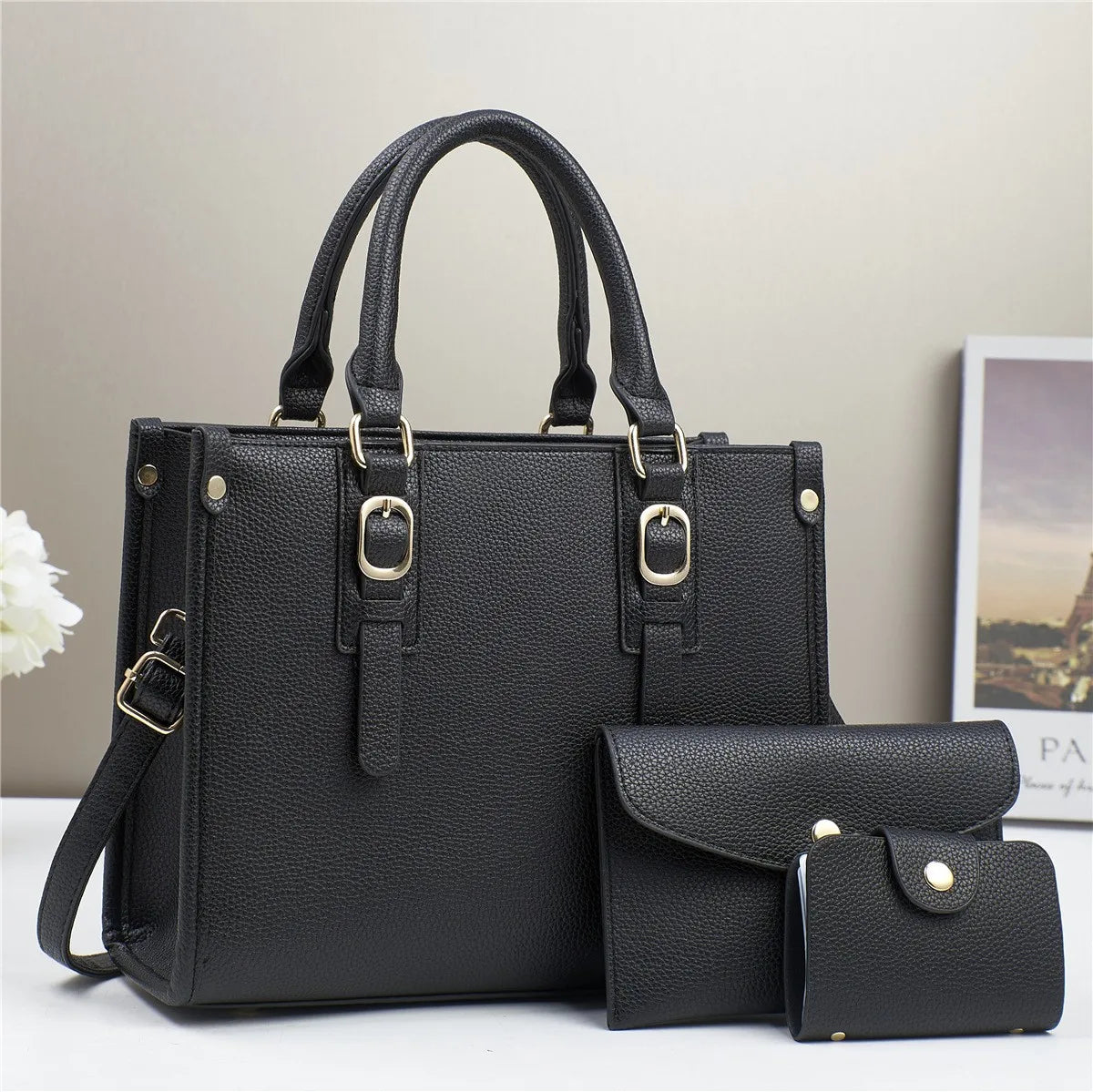 Brand 3 Piece Set Women's Bags 2024 New Large Capacity Tote Bag High Quality Leather Women Handbag Luxury Designer Shoulder Bag
