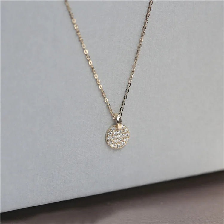 925 sterling silver plated 14K gold necklace light luxury versatile exquisite full small round brand clavicle chain for women